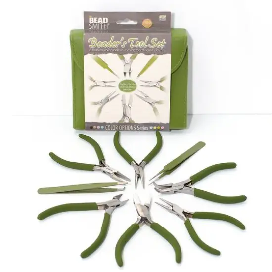 The Beadsmith&reg; Fashion Color Plier Set & Clutch Olive {6}