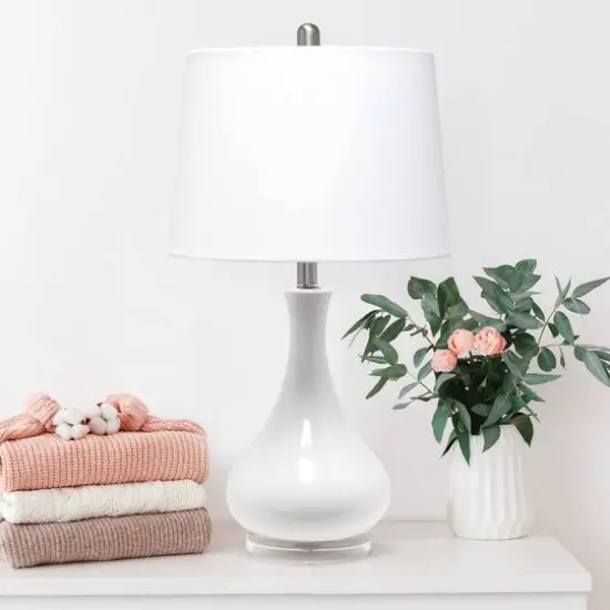 Lalia Home 26" Droplet Table Lamp with Fabric Shade White {5}