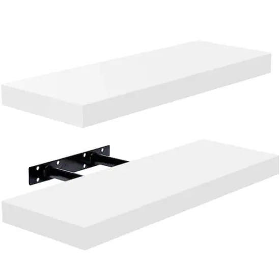 Sorbus Floating Faux Wood Shelf, 2ct. White {1}