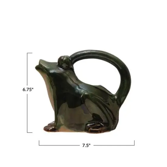 Hello Honey&reg; 7.5" Green Stoneware Frog Watering Pitcher {7}