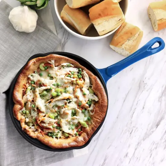 MegaChef Enameled 8" Round PreSeasoned Cast Iron Frying Pan Turquoise {5}