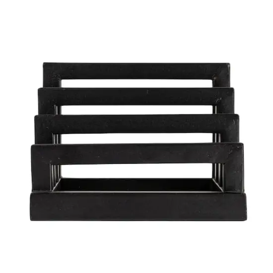Hello Honey&reg; Tri-Sectional Black Metal Plate Stand Organizer {10}