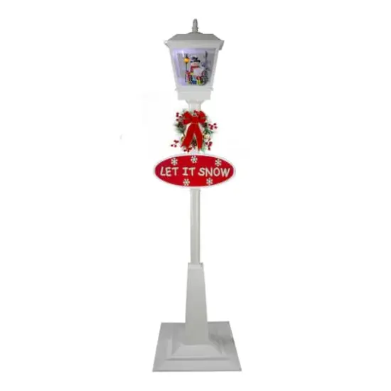 6ft. White Lighted Musical Snowman Christmas Street Lamp {1}