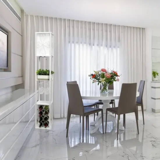 Simple Designs&trade; Floor Lamp Storage Shelf and Wine Rack with Linen Shade White {7}