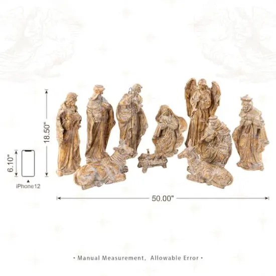 Glitzhome&reg; 10-Piece Bronze Resin Nativity Figurine Set {9}