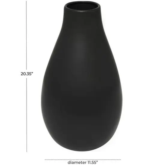 20" Modern Teardrop Ceramic Vase Black {6}