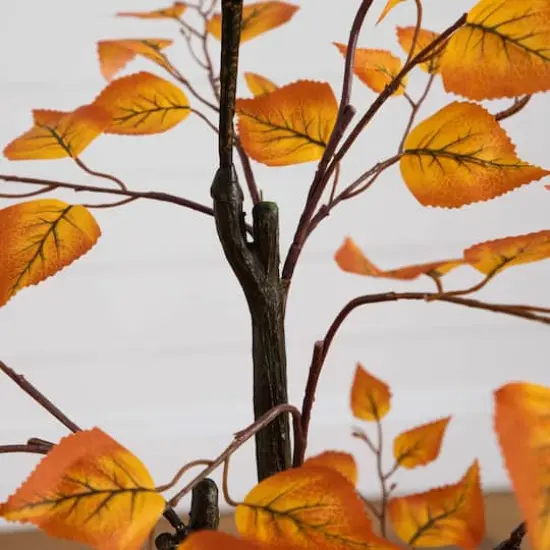 4ft. Orange Autumn Birch Leaf Artificial Potted Tree {6}