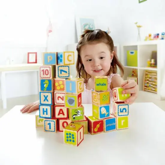 Hape Alphabet & Numbers Stacking Blocks with Pictures {4}