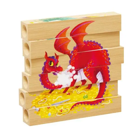 Quercetti&reg; Fantasy Animals Mix-N-Match Wood Puzzle {4}