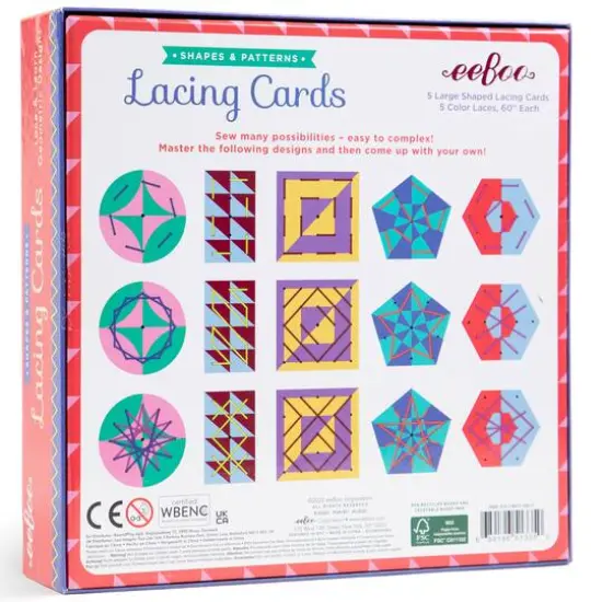 eeBoo Shapes & Patterns Lacing Cards Set {4}