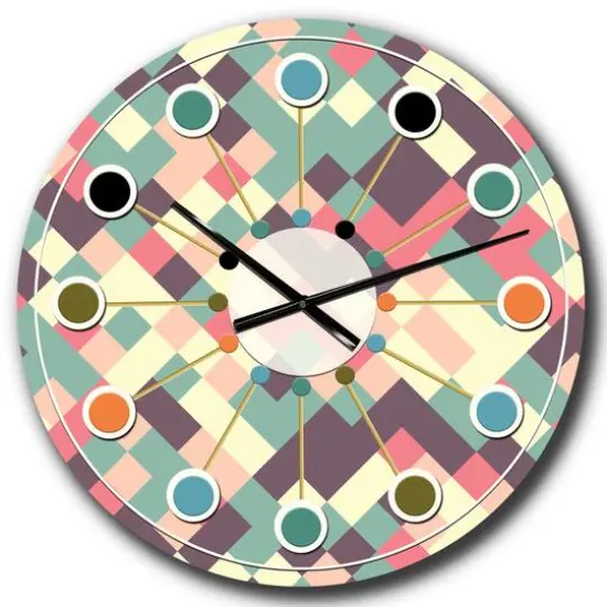 Designart 'Retro Square Design Iv Mid-Century Modern Wall Clock {1}