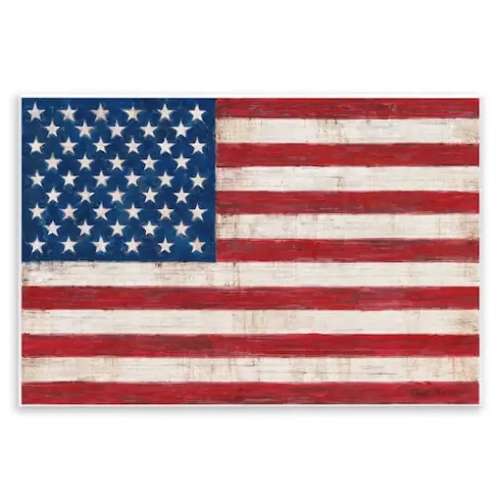 Stupell Industries Rustic American Flag Red White Blue Distressed Pattern Wall Plaque Art {1}