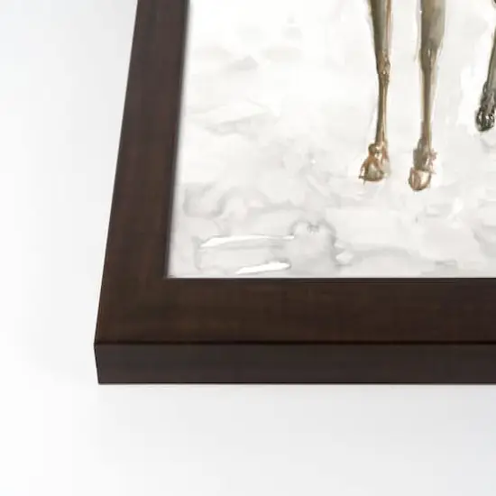 Winter Deer Walnut Framed Print Under Plexiglass {3}