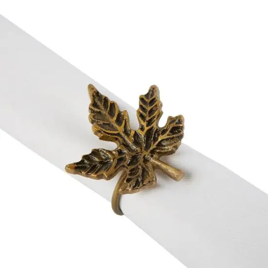 DII&reg; Gold Maple Leaf Napkin Rings, 6ct. {3}