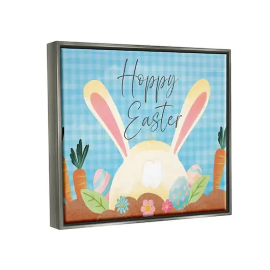 Stupell Industries Happy Easter Spring Carrot Garden Floater Framed Art Gray {4}