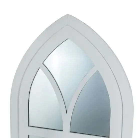 Glitzhome® 40" White Wooden Cathedral Windowpane Wall Mirror {6}