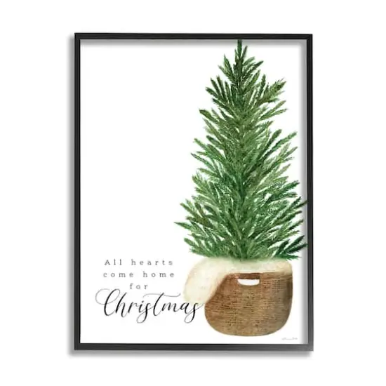 Stupell Industries All Hearts Home For Christmas Phrase Framed Giclee Art Black {1}