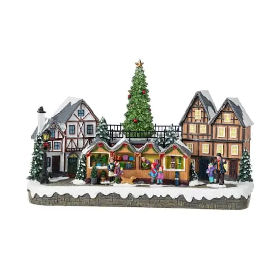 Glitzhome&reg; 15.25" Christmas Oversized Resin Lighted Table Village Decor {8}