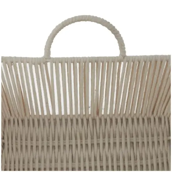 Cream Cotton Handmade Woven Storage Basket with Handles Set of 2 18", 17" {4}