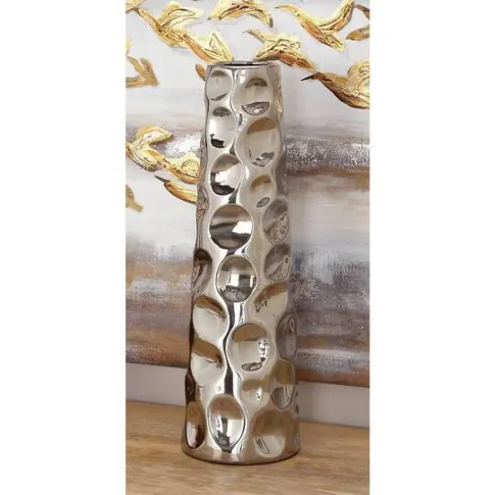 Silver Ceramic Glam Vase, 20" x 6" x 6" {6}