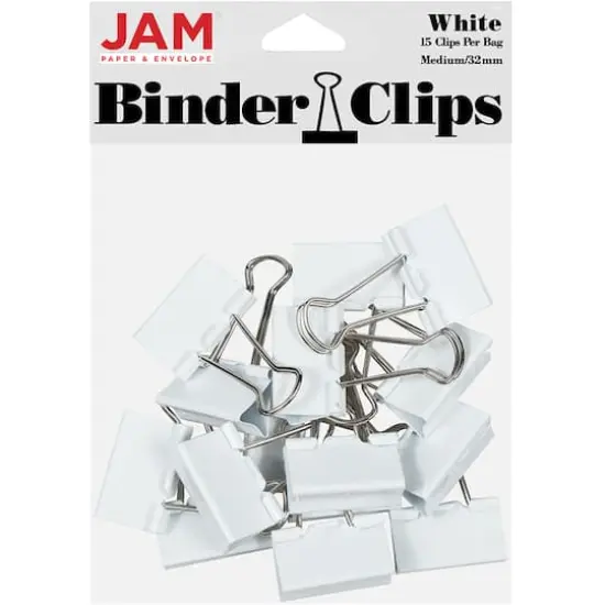 JAM Paper 1.25" Colorful Binder Clips, 30ct. White {3}