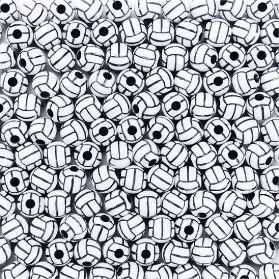 S&S&reg; Worldwide Black & White Volleyball Plastic Beads, 12mm {1}