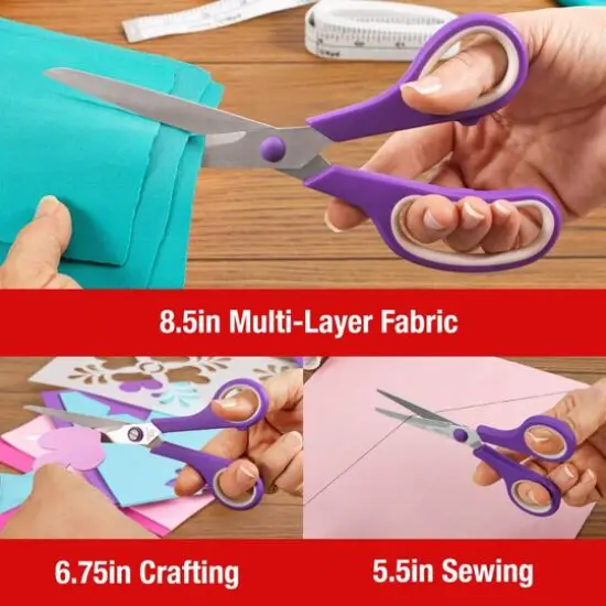 SINGER&reg; Multi-Size Purple 9 Piece Comfort Grip Scissor Set {11}