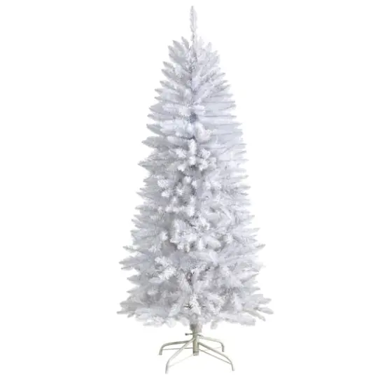 5ft. Unlit Slim White Artificial Christmas Tree {4}