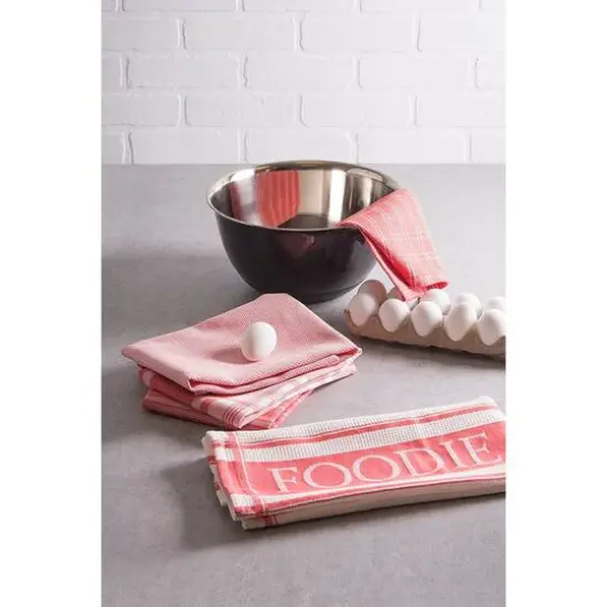 DII&reg; Foodie Dish Towel & Dishcloth Set Coral {4}