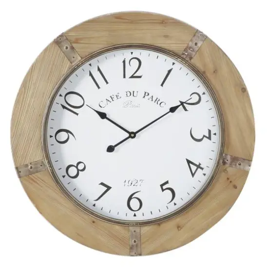 Brown Rustic Wood Wall Clock, 32" x 32" {1}