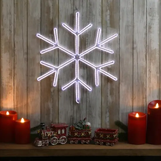 18" Neon Style Lighted Snowflake Wall Accent {3}
