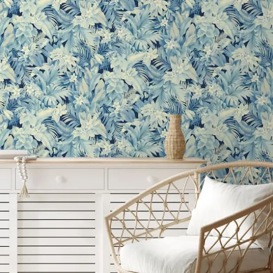 Tommy Bahama Umbrella Palm Peel & Stick Wallpaper Lapis {4}