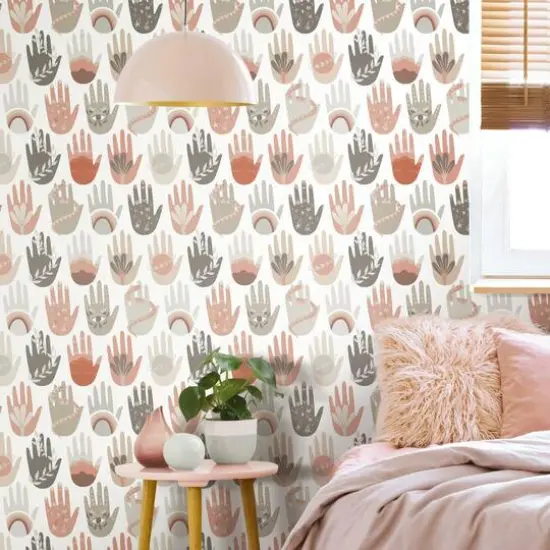 RoomMates Hamsa Peel & Stick Wallpaper Gray/White {4}