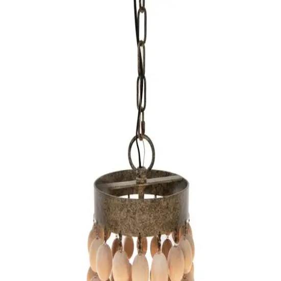 Hello Honey&reg; 38" Brown Rustic Metal and Draped Wood Bead Chandelier {9}