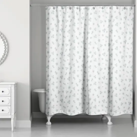 Daisy Pattern Shower Curtain Blue {3}