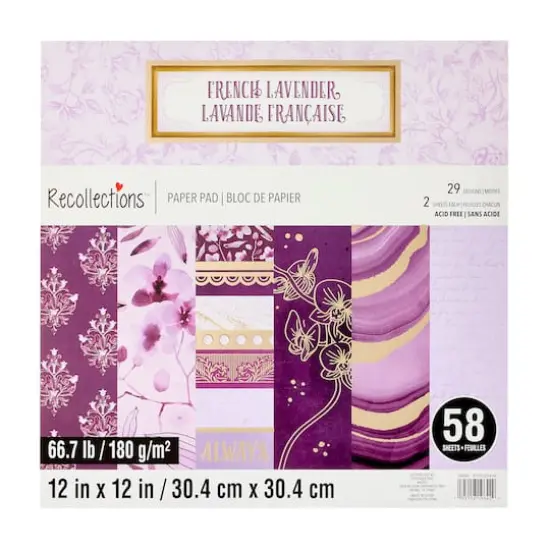 12" x 12" French Lavender Paper Pad by Recollections&trade;, 58 Sheets {6}
