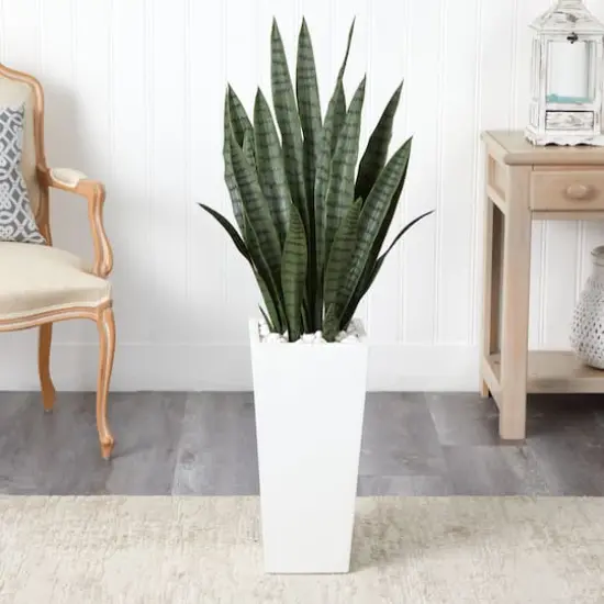 4ft. Sansevieria Plant in White Tower Planter {3}