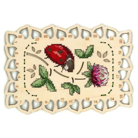 MP Studia Organizer Ladybug Cross Stitch On Wood Kit {1}
