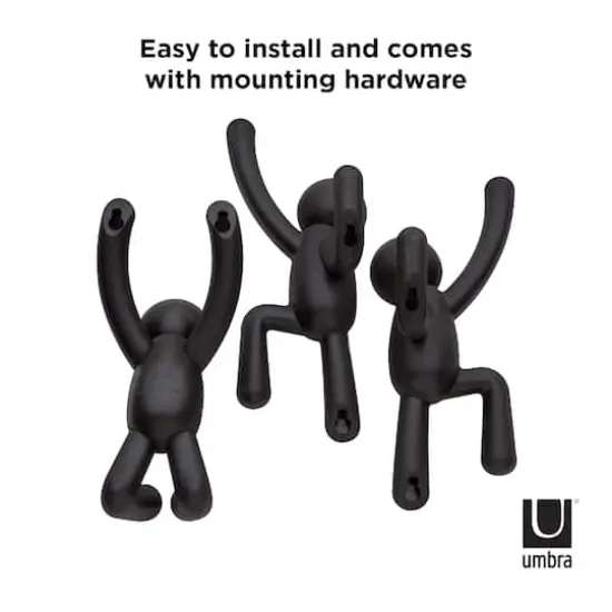 Buddy Wall Hooks, 3ct. Black {5}