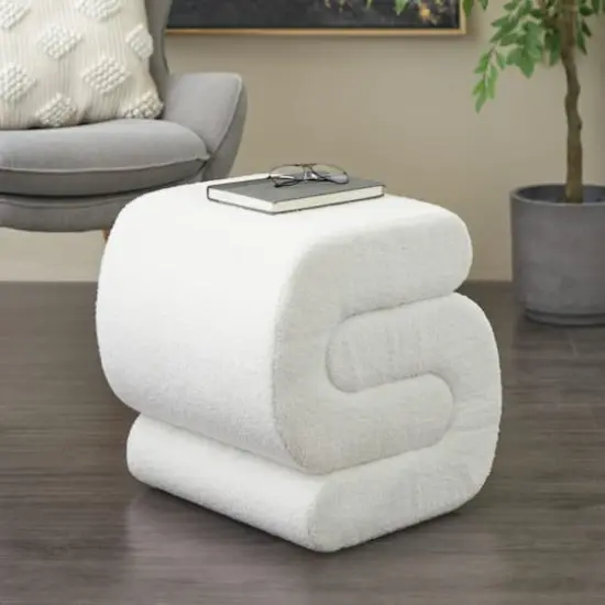 19" S-Shaped Room Ottoman with Connected Arches White {3}