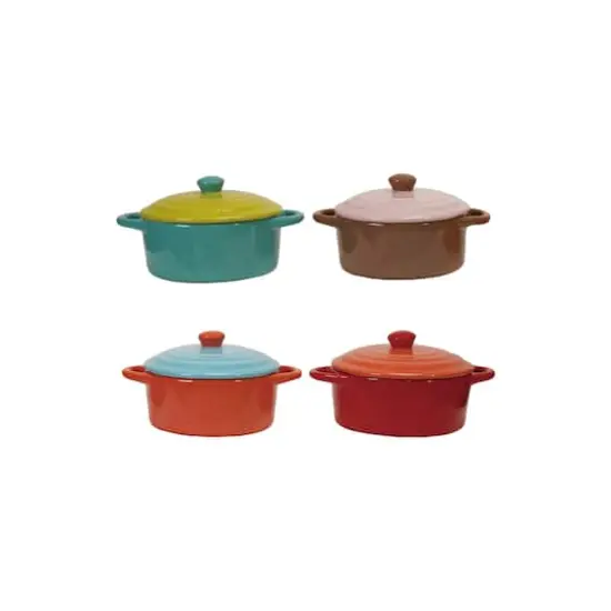 Hello Honey 4-Piece Stoneware two-tone Baker with Lid, Multicolor {1}