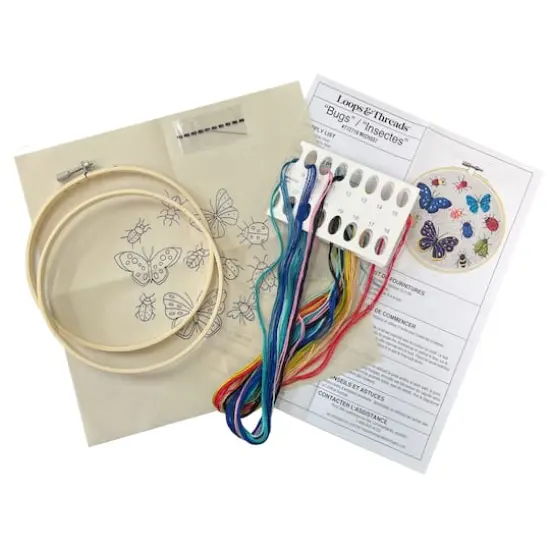 6" Bugs & Butterflies Stamped Design Embroidery Kit with Hoop by Loops & Threads&reg; {4}