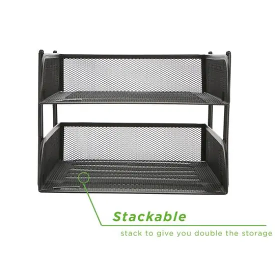 Mind Reader Black 2 Piece Stackable Metal Mesh Letter Tray {8}
