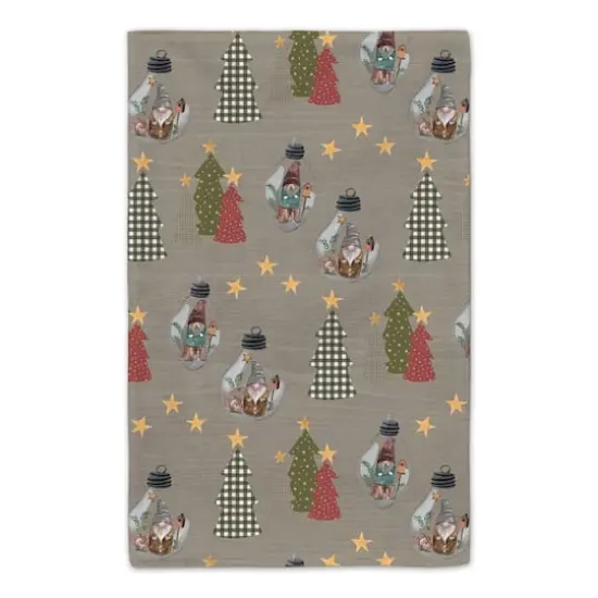 Good Tidings Gray Tree & Globe Pattern Tea Towel Set {6}