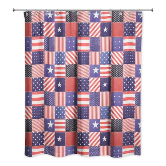 Stars and Stripes Quilt-Pattern Shower Curtain {1}