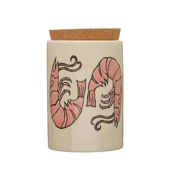 Hello Honey&reg; 6" Wax Relief Prawns Coastal Stoneware Jar with Cork Lid {3}