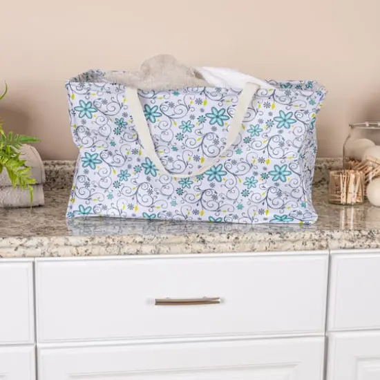 Household Essentials Krush&reg; Blue Floral Canvas Tote {3}