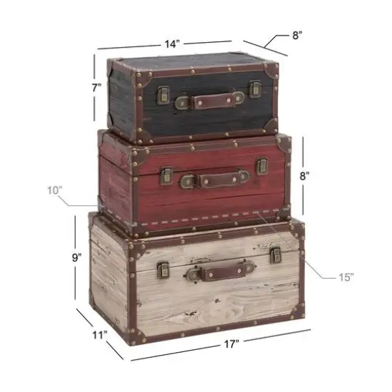 Multicolor Wood Farmhouse Trunk Set {6}