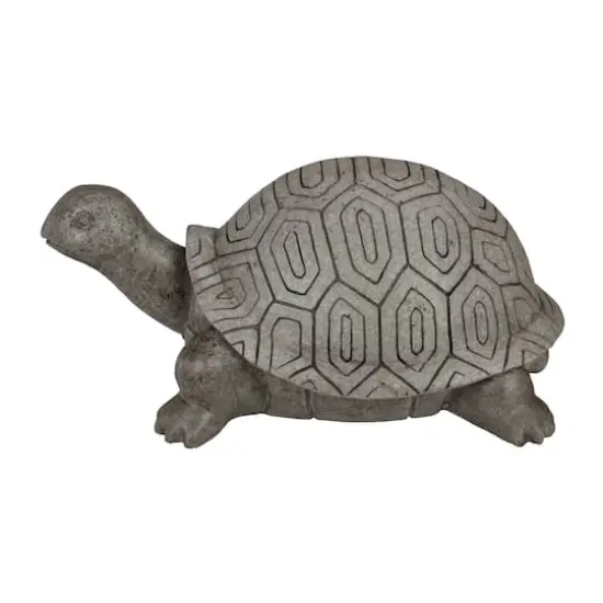 11.75" Polished Gray Turtle Outdoor Garden Statue {1}