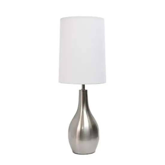 Simple Designs 19.5" Tear Drop Table Lamp with Fabric Drum Shade Brushed Nickel {1}